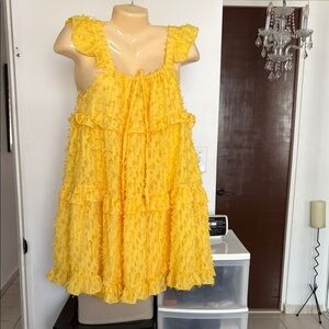 SHEIN Sunny Yellow Textured Mini Dress